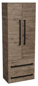 Koupelnová skříňka vysoká s černou úchytkou SAT Cube Way 60x163x33 cm dub Wellington mat CUBE3CV60DW