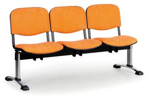 Čalouněná lavice do čekáren VIVA, 3-sedák, oranžová, chromované nohy
