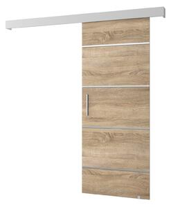Posuvné dveře 90 cm Sharlene IV (dub sonoma + bílá matná + stříbrná)