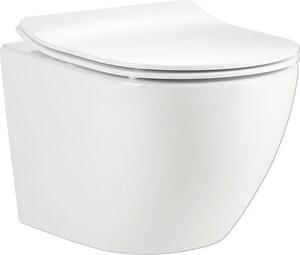 Závěsné WC form&style SAMAR bez splachovacího kruhu se systémem splachování Turbo Flush vč. WC prkénka