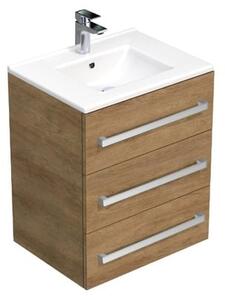 Koupelnová skříňka s umyvadlem SAT Cube Way 60x76,5x46 cm dub Hickory CUBE46603DHMOD