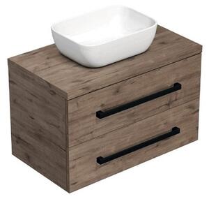 Koupelnová skříňka s černou úchytkou a krycí deskou SAT Cube Way 80x47,5x46 cm dub Wellington mat CUBE46C803DW45