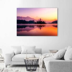 Obraz na plátně Mountain Lake Castle Purple - 60x40 cm