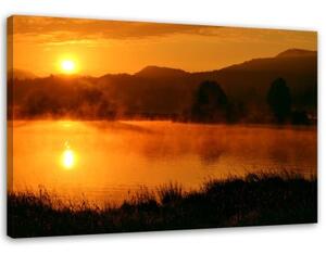Obraz na plátně Západ slunce v horách - 120x80 cm