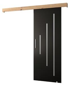Posuvné dveře 90 cm Sharlene Y (černá matná + dub artisan + stříbrná)
