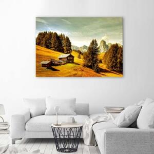 Obraz na plátně Chata v horách - 60x40 cm