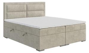 Jednolůžková boxspring postel 120 cm Menorra (světlobéžová) (s matrací a úl. prostorem)