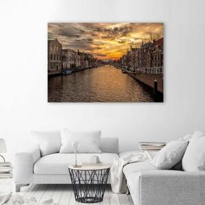 Obraz na plátně Amsterdam River City - 60x40 cm