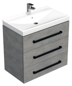 Koupelnová skříňka s černou úchytkou a umyvadlem SAT Cube Way 80x76,5x46 cm beton mat CUBE46C803BEVER