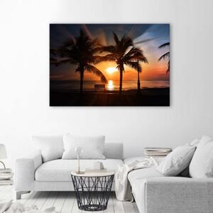 Obraz na plátně Palmy moře západ slunce - 60x40 cm