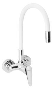 Dřezová baterie Novaservis Titania Iris New se silikonovým ramínkem 100 mm bílá-chrom 94484,0B