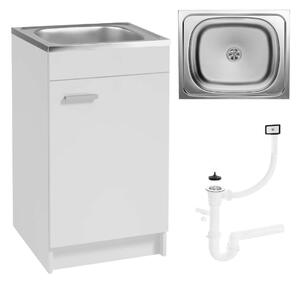 Stamar | Kuchyňská linka - 50 cm - bílá - s dřezem a sifonem