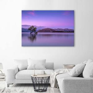 Obraz na plátně Tree Lake Purple - 90x60 cm