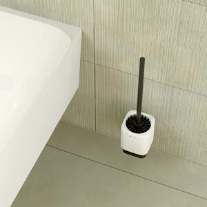 WC štětka černá s držákem na zeď, hranatá rukojeť, nízká nádoba keramická NIMCO KIBO černá Ki-14094KN-HR-90