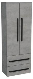 Koupelnová skříňka vysoká s černou úchytkou SAT Cube Way 60x163x33 cm beton mat CUBE3CV60BE