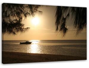 Obraz na plátně Pláž Hnědý západ slunce - 90x60 cm