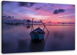 Obraz na plátně Loď na jezeře Purple - 60x40 cm
