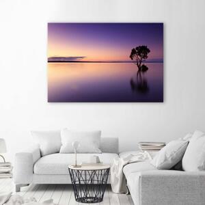 Obraz na plátně Přírodní strom Fialové jezero - 60x40 cm