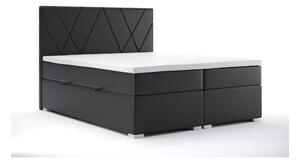 Boxspring postel 140 cm Lanarra (černá ekokůže) (s úložným prostorem)