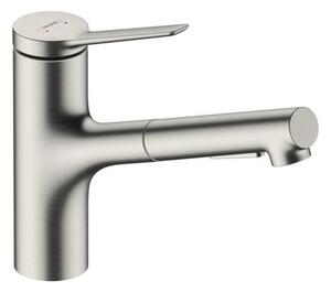 Dřezová baterie Hansgrohe Zesis s vytahovací sprškou, 2 proudy nerez 74800800