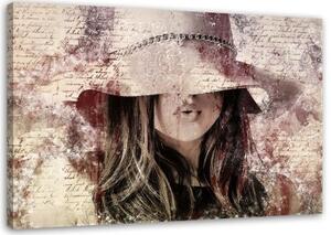 Obraz na plátně Žena s kloboukem - 60x40 cm