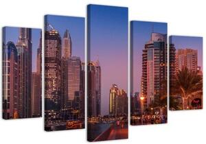 Obraz na plátně pětidílný Město Dubaj - 100x70 cm