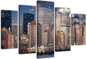 Obraz na plátně pětidílný Panorama města New York - 150x100 cm