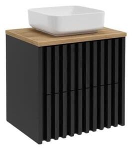 Koupelnová skříňka s dubovou krycí deskou SAT Delano 60x56x45 cm černá DELANO60ZCDE