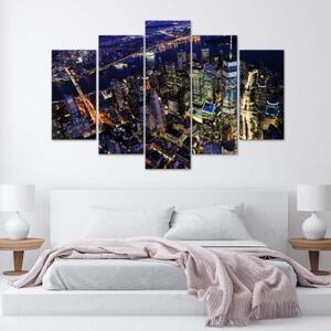 Obraz na plátně pětidílný Noční New York - 150x100 cm