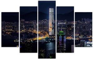 Obraz na plátně pětidílný Město mrakodrapů - 100x70 cm