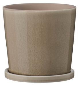Kameninový květináč s podmiskou Cracked Saga Beige 11 cm