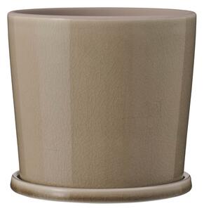 Kameninový květináč s podmiskou Cracked Saga Beige 15 cm