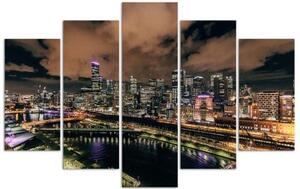 Obraz na plátně pětidílný Noc ve městě architektury - 100x70 cm