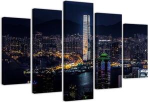 Obraz na plátně pětidílný Mrakodrapy Skyline City - 150x100 cm