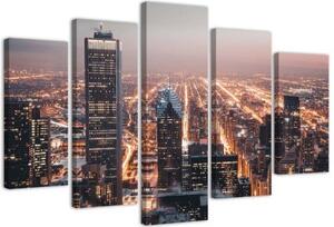 Obraz na plátně pětidílný Skyline City Architecture - 200x100 cm