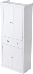 SucceBuy 72" kuchyňská spíž, volně stojící, 3 nastavitelné police, dvířka a zásuvka, do kuchyně/obývacího pokoje/jídelny/prádelny, barva bílá