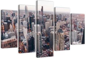 Obraz na plátně pětidílný Architektura panoramatu Chicaga - 100x70 cm