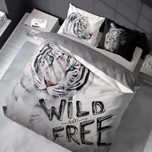 DETEXPOL Francouzské povlečení Bílý Tygr Wild Free Bavlna, 220/200 cm