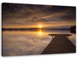 Obraz na plátně Most k jezeru při západu slunce - 100x70 cm