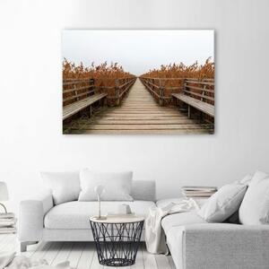 Obraz na plátně Most u jezera - 60x40 cm