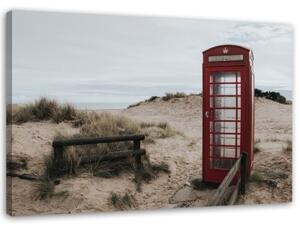 Obraz na plátně Telefonní budka Beach London - 60x40 cm