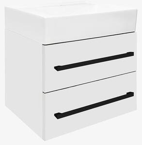 Koupelnová skříňka s umyvadlem a černou úchytkou SAT Cube Way 60x53x46 cm bílá lesk CUBE46C602BISATCWL