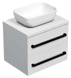 Koupelnová skříňka s černou úchytkou a krycí deskou SAT Cube Way 60x47,5x46 cm bílá lesk CUBE46C1603BI45