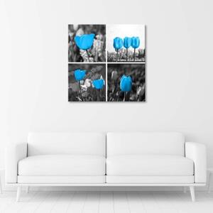 Obraz na plátně Sada modrých tulipánů - 30x30 cm