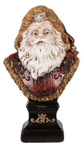 Vánoční dekorace busta Santa Clause v červeném kabátku na zdobeném podstavci – 10x8x17 cm
