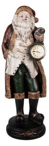 Vánoční dekorace Santa Claus s rukou v kapse držící hodiny – 15x13x40 cm