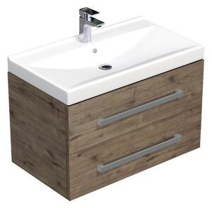 Koupelnová skříňka s umyvadlem SAT Cube Way 80x53x46 cm dub Wellington mat CUBE46802DWVER
