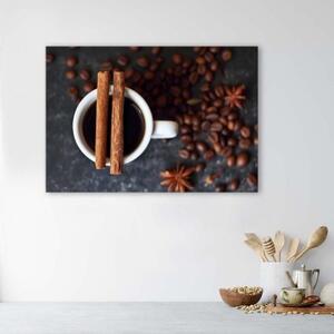Obraz na plátně Hrnek na kávu se skořicí a anýzem - 60x40 cm