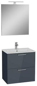 Koupelnová sestava s umyvadlem zrcadlem a osvětlením VitrA Mia 59x61x39,5 cm antracit lesk MIASET60A
