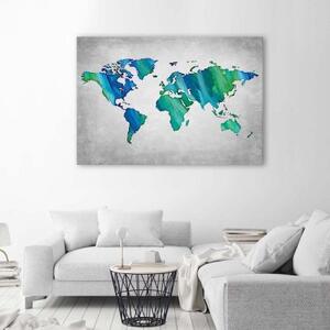 Obraz na plátně Mapa světa šedá - 90x60 cm